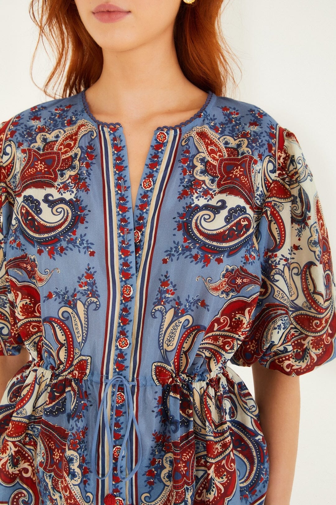 Paisley Scarf Cream Blouse - Paisley Scarf Cream
