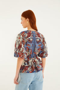 Paisley Scarf Cream Blouse - Paisley Scarf Cream