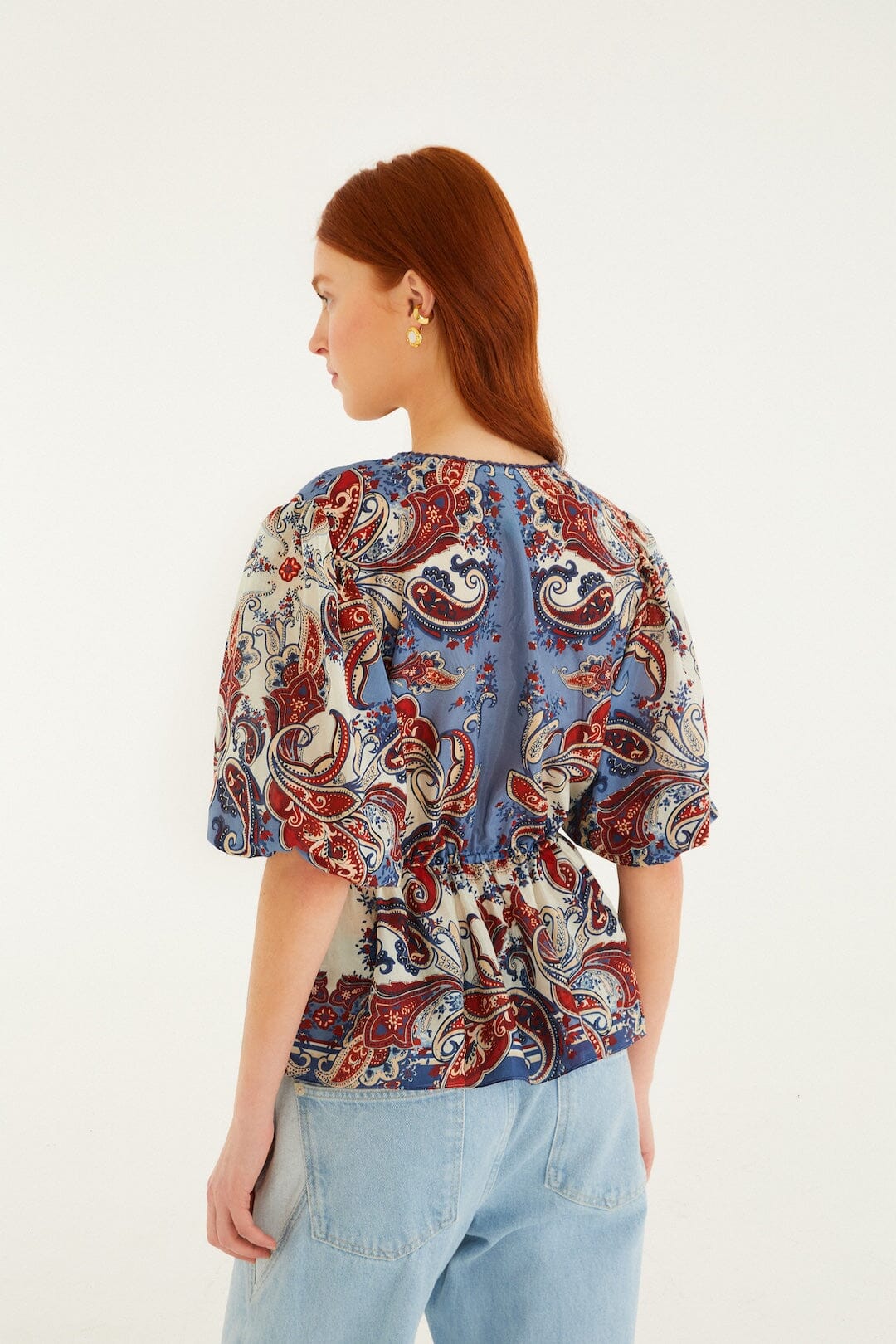 Paisley Scarf Cream Blouse - Paisley Scarf Cream
