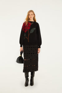 Rosalia Placed Black Cardigan - Rosalia Placed Black