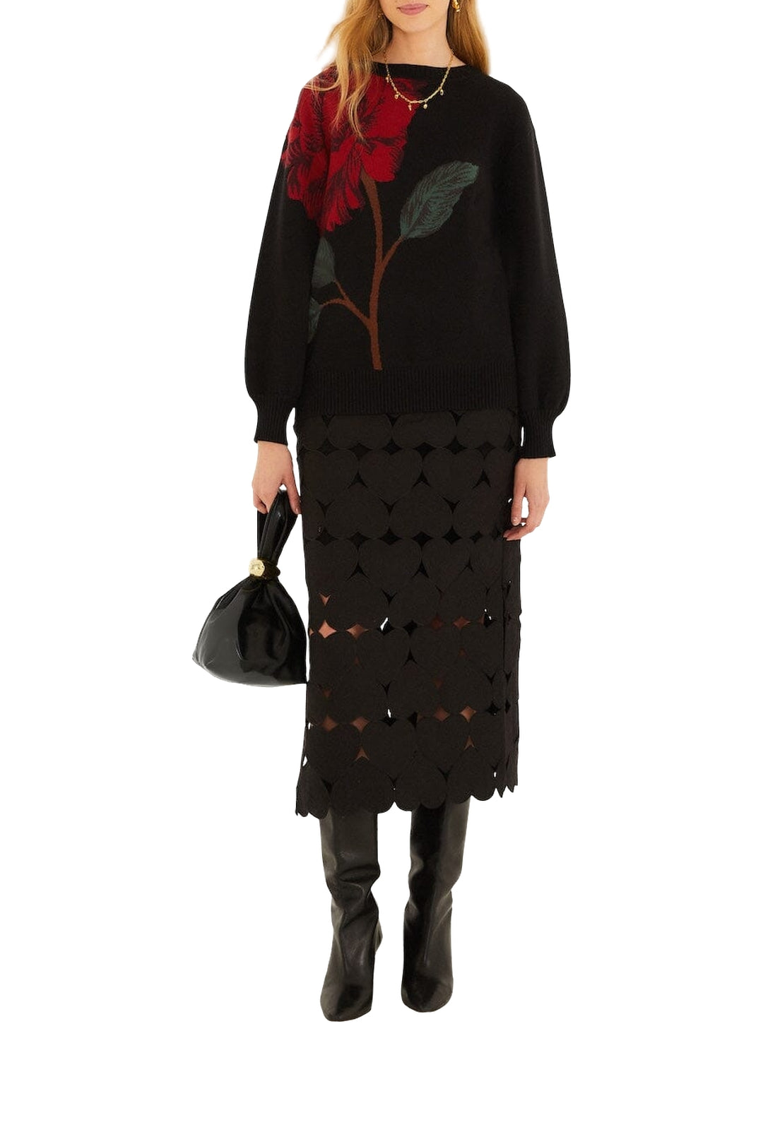 NEW_DIFFUSELY_Rosalia Placed Black Cardigan - Rosalia Placed Black