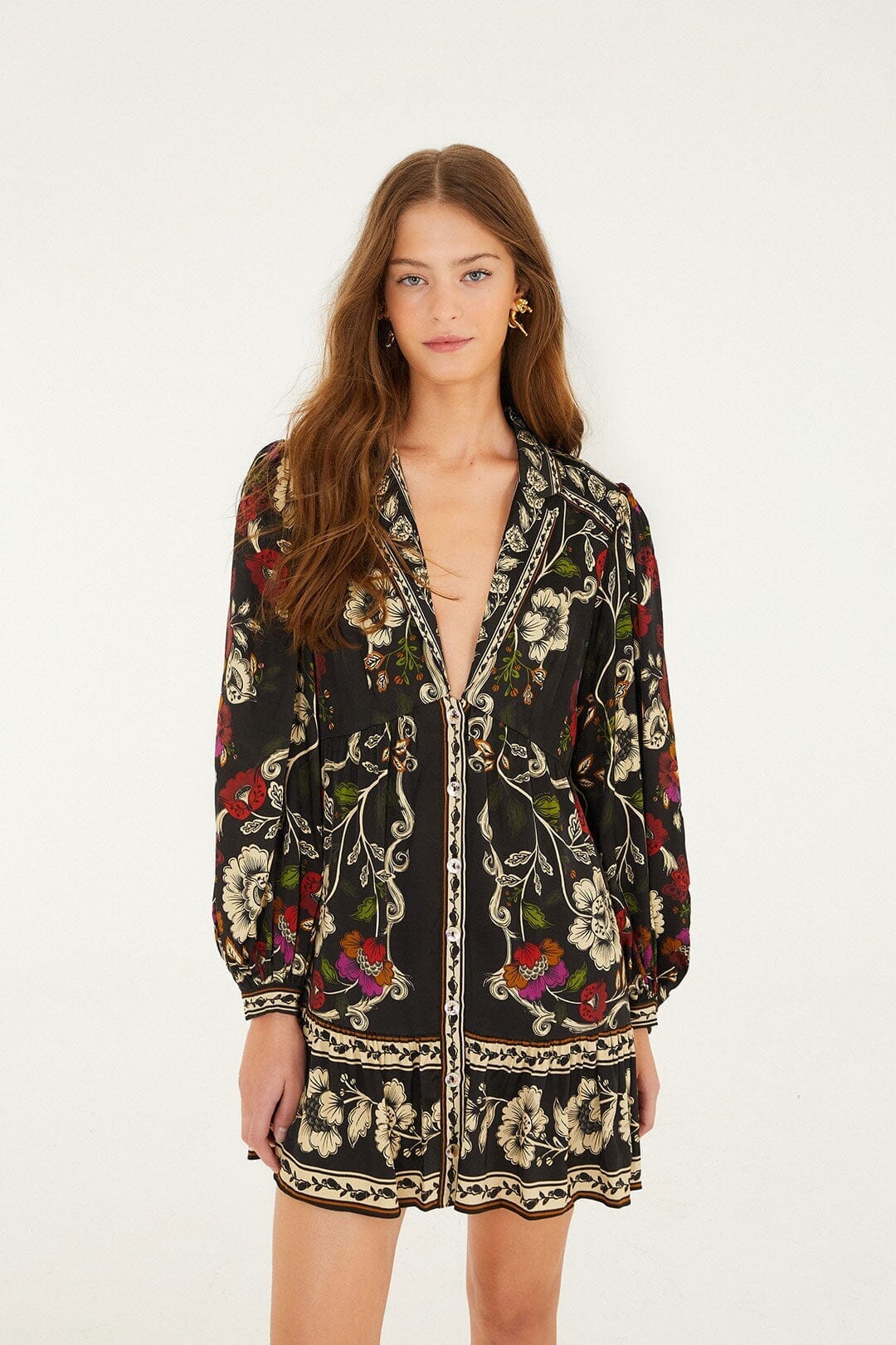 CHECK VUE_Rococo Flowers Black Robe courte - Rococo Flowers Black