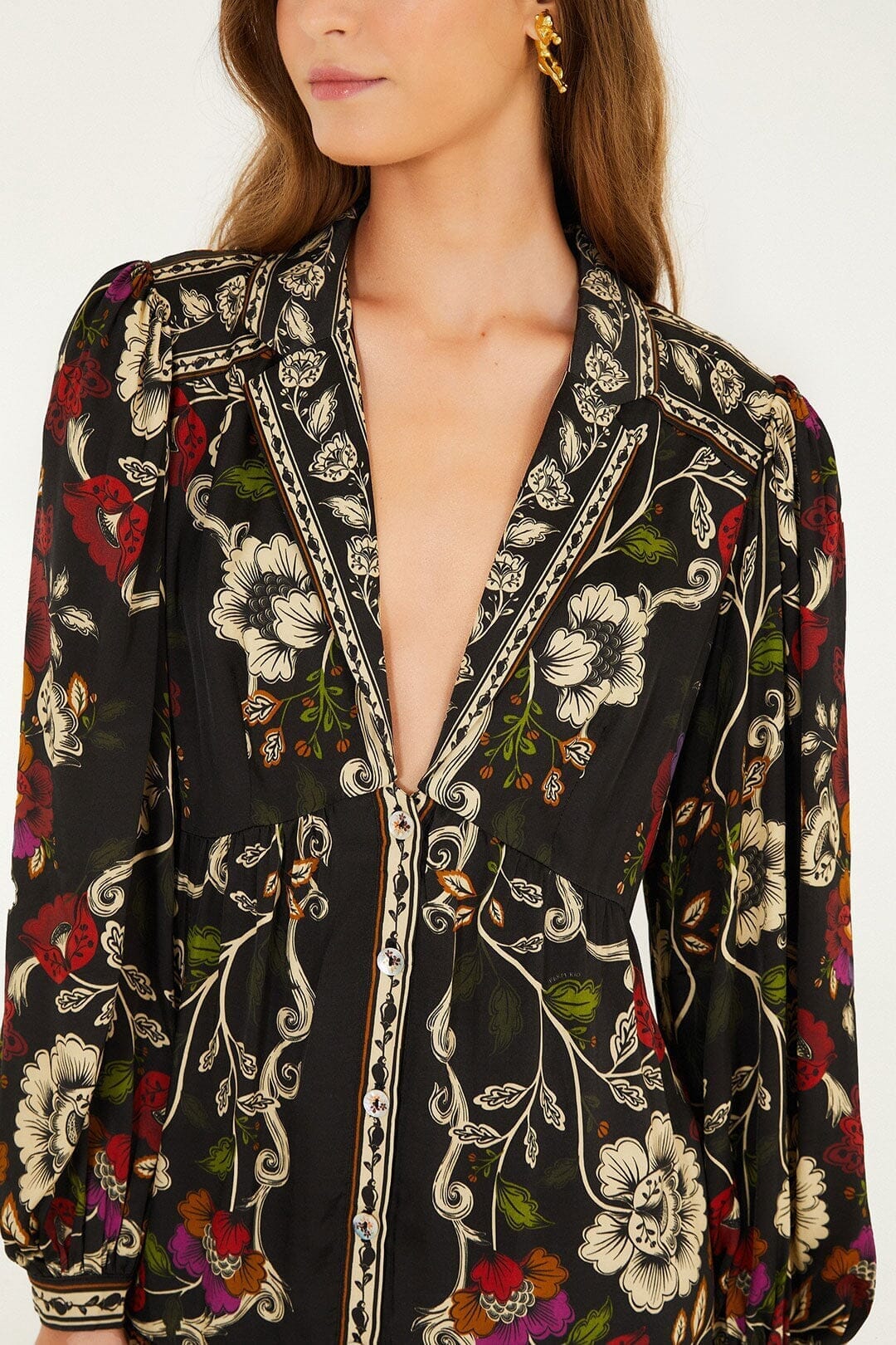 Rococo Flowers Black Robe courte - Rococo Flowers Black