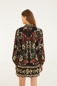 Rococo Flowers Black Robe courte - Rococo Flowers Black