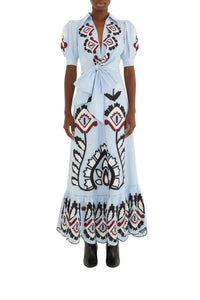 Robe longue en coton - Bleu
