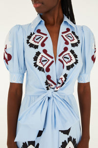Robe longue en coton - Bleu