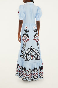 Robe longue en coton - Bleu