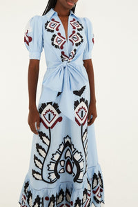 Robe longue en coton - Bleu