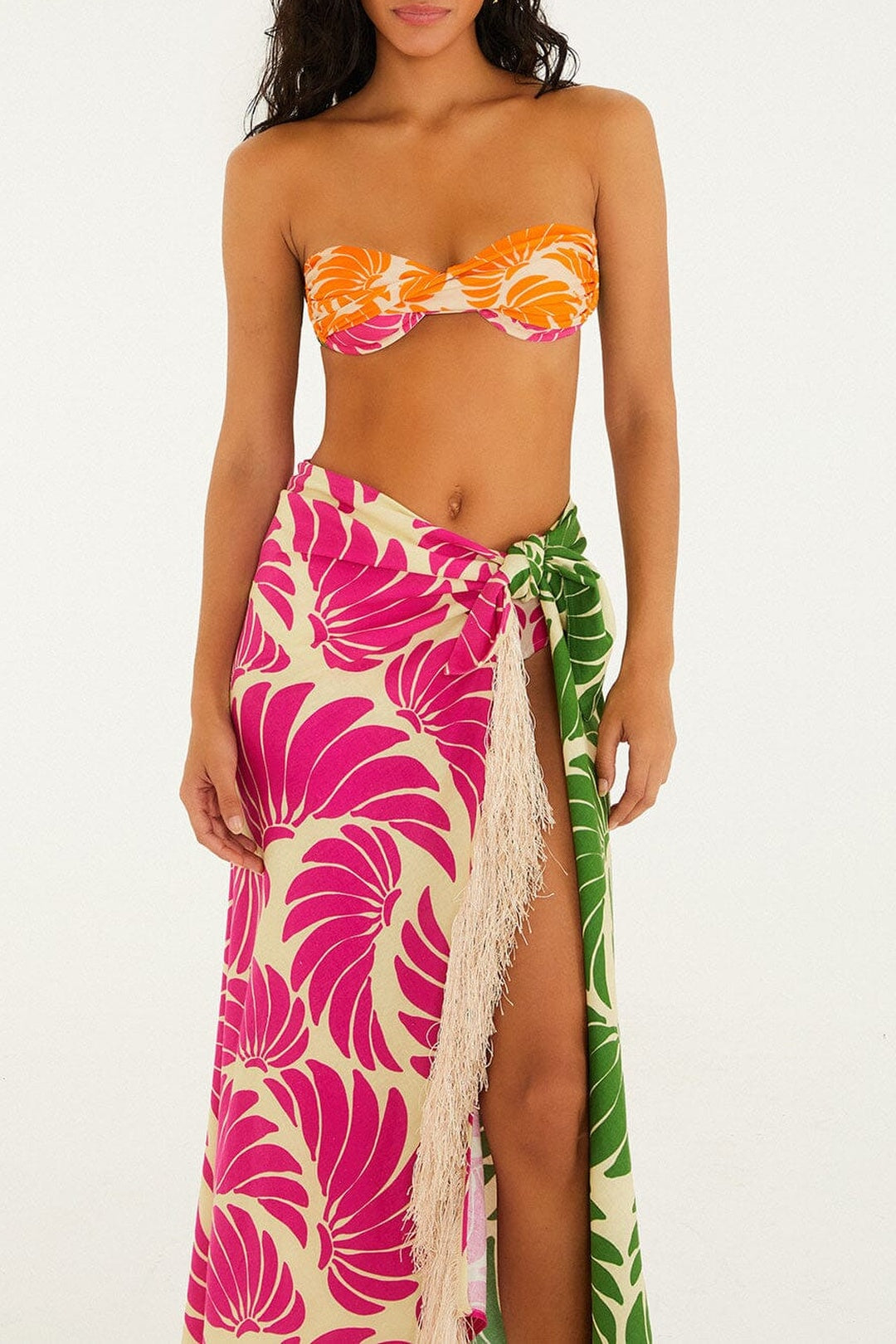 Jupe midi Banana Wings en lin - Rose