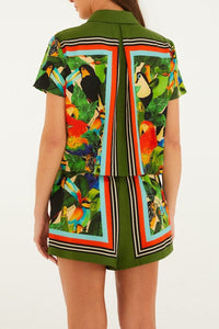 Chemise Bird Leaves en lin - Beige