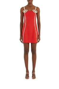 Robe courte en lin - Rouge