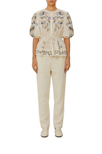 DJV_Mystic Blue Lotus Dreamscape Off White Chemises & Blouses - Mystic Blue Lotus Dreamscape Off White