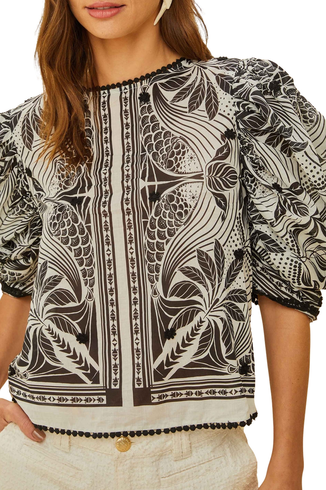 DJV_Monochrome Elegance Scarf Off White Chemises & Blouses - Monochrome Elegance Scarf Off White