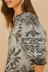 DJV_Monochrome Elegance Scarf Off White Chemises & Blouses - Monochrome Elegance Scarf Off White