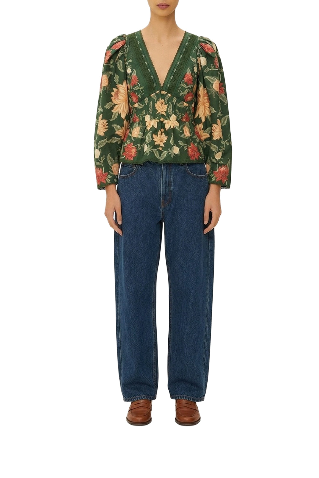 DJV_Pineapple Garden Green Chemises & Blouses - Pineapple Garden Green