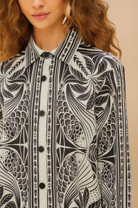 Chemise Elegance à voile en lin - Noir