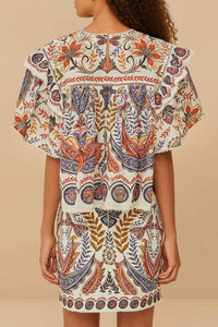 Jupe courte Boho Glam en coton - Blanc