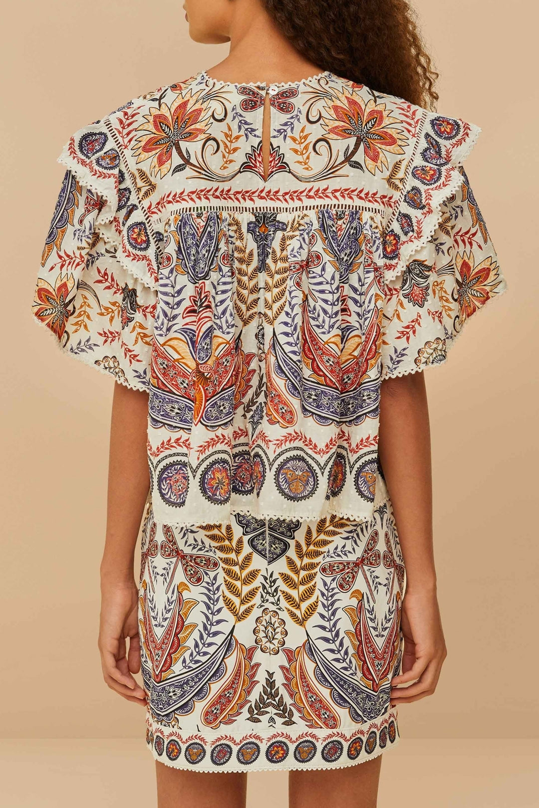 Jupe courte Boho Glam en coton - Blanc