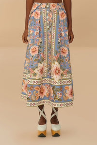 Superbloom long skirt in cotton - Blue