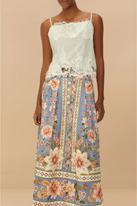 Superbloom long skirt in cotton - Blue