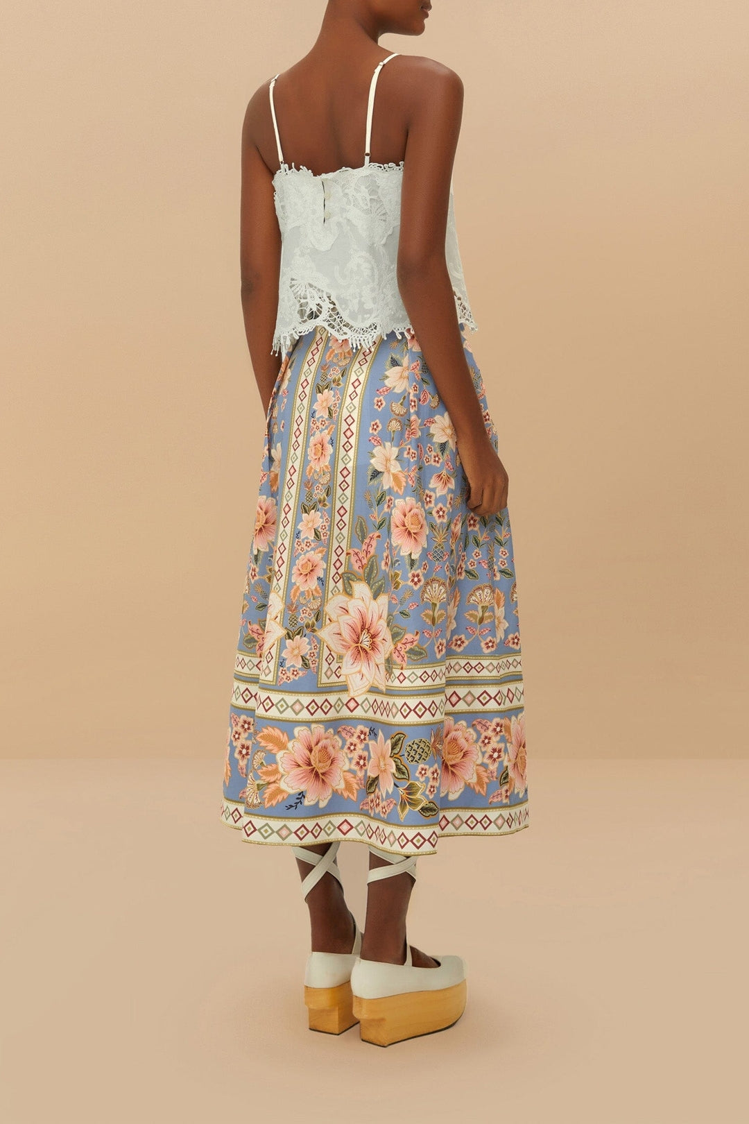 Superbloom long skirt in cotton - Blue