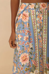 Superbloom long skirt in cotton - Blue
