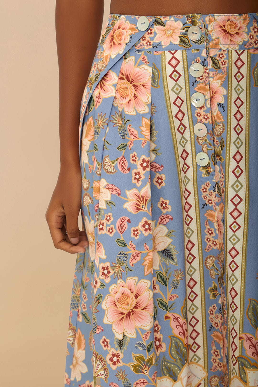 Superbloom long skirt in cotton - Blue