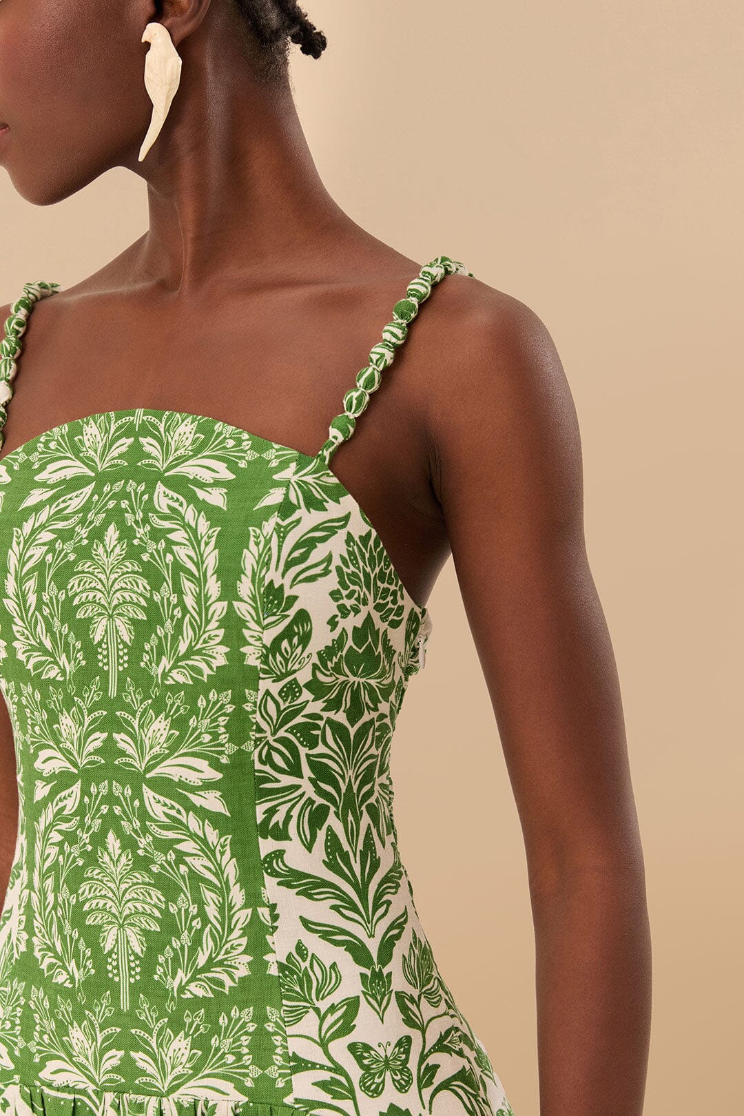 Robe midi Delicate Tapestry en lin - Vert