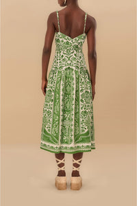 Robe midi Delicate Tapestry en lin - Vert