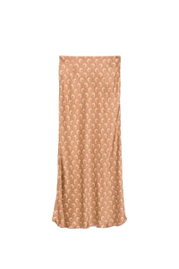 Jupe midi Moon en satin - Dark Camel