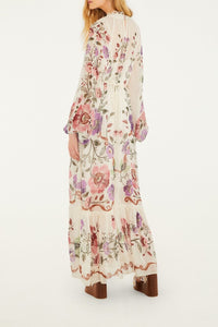Rococo Flowers Long Dress - Multicoloured