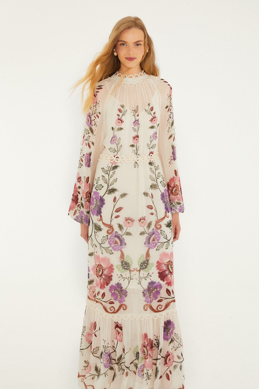 Rococo Flowers Cream Robe longue - Rococo Flowers Cream