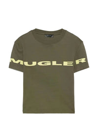 Mugler logo T-shirt – Khaki & Lime