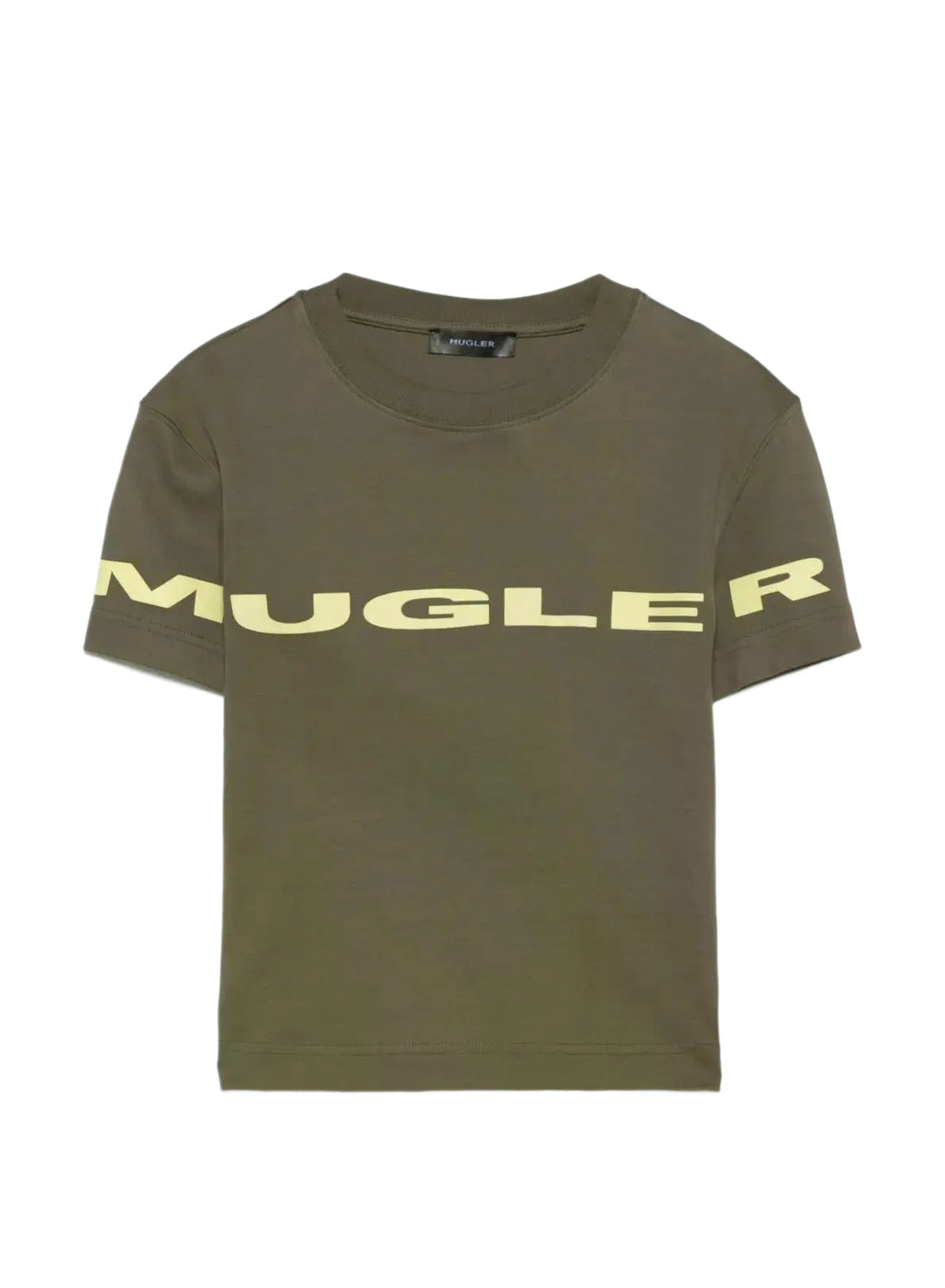 Mugler logo T-shirt – Khaki & Lime