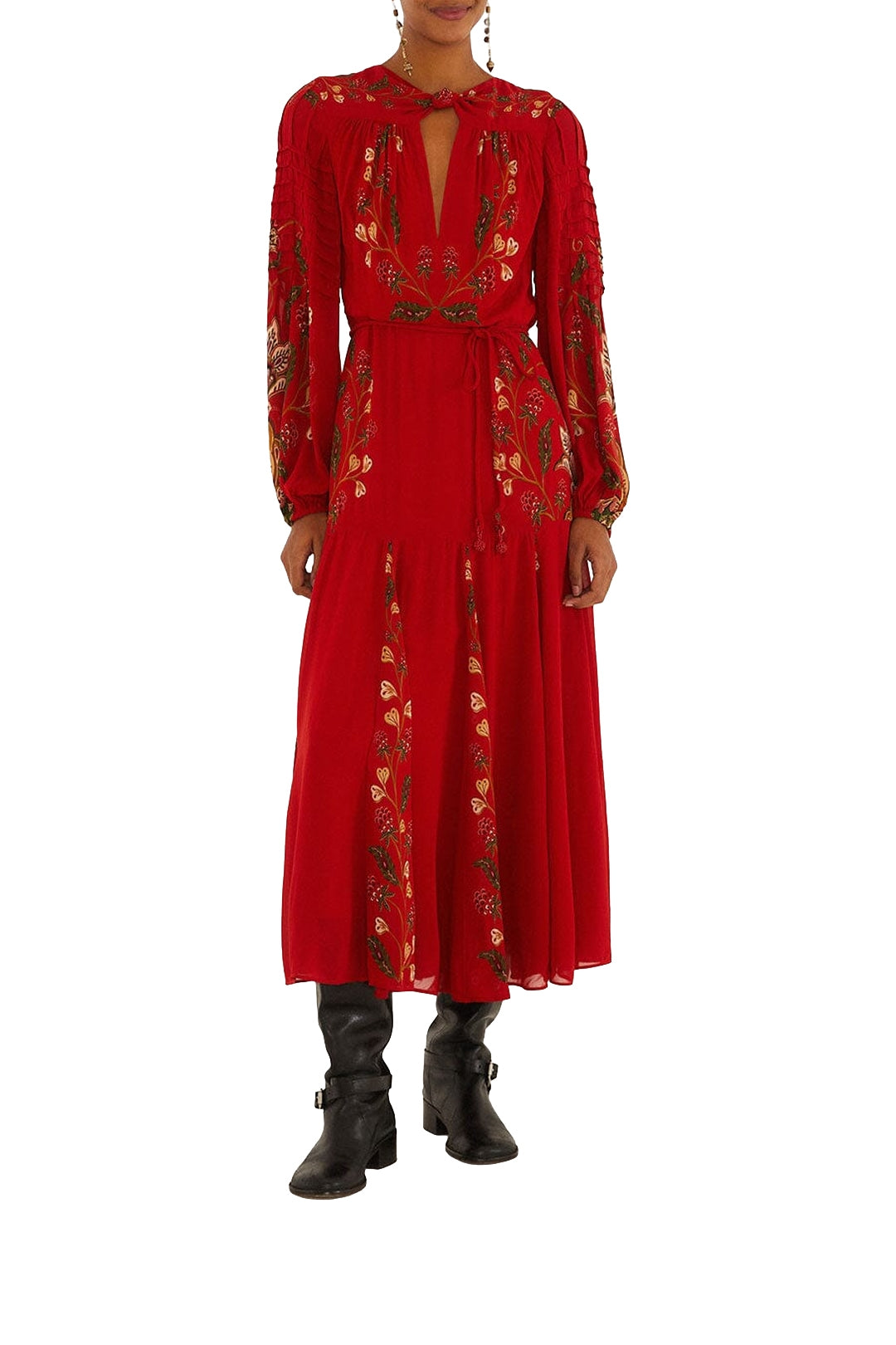 Robe midi Berry Garden - Rouge