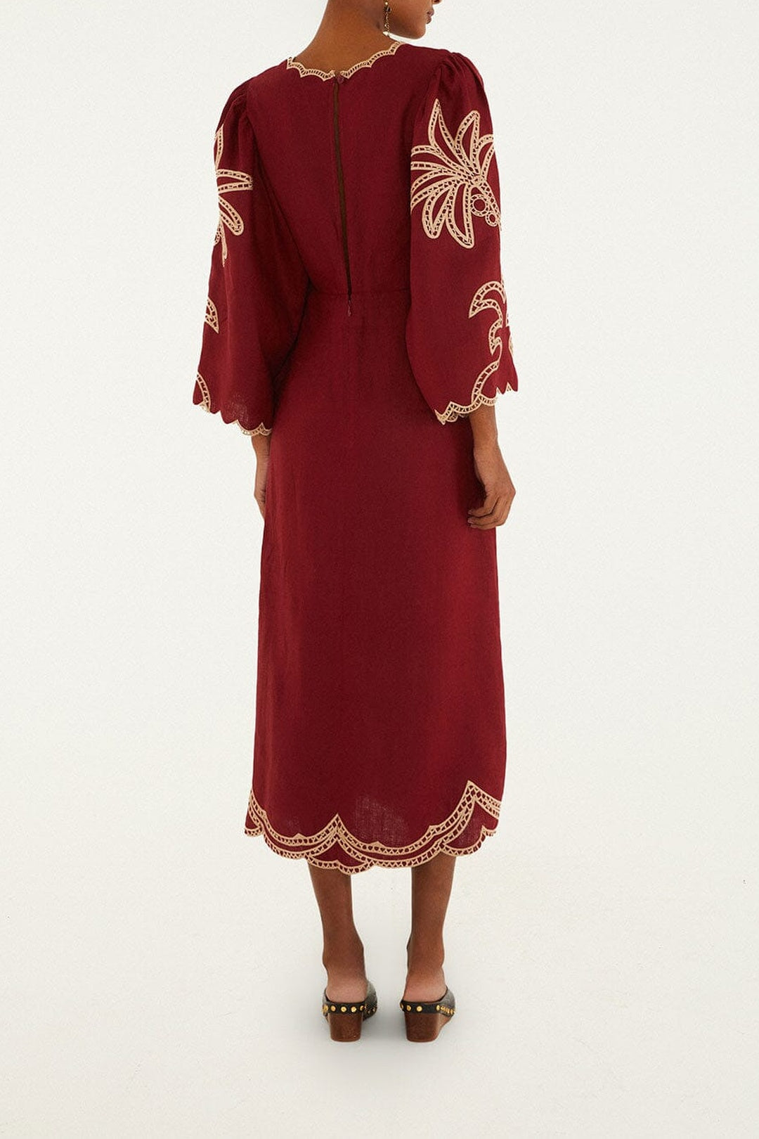 Linen midi dress - Bordeaux