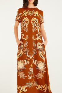 Arabesc Paradise Midi Dress - Orange
