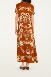Arabesc Paradise Midi Dress - Orange