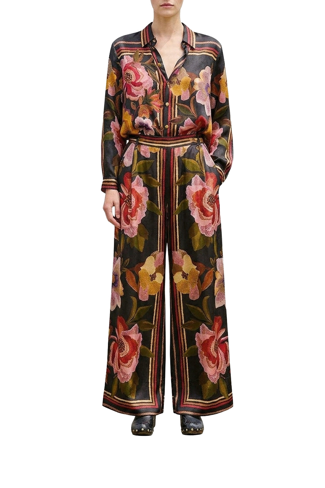 Pantalon Chenille Flowers - Noir