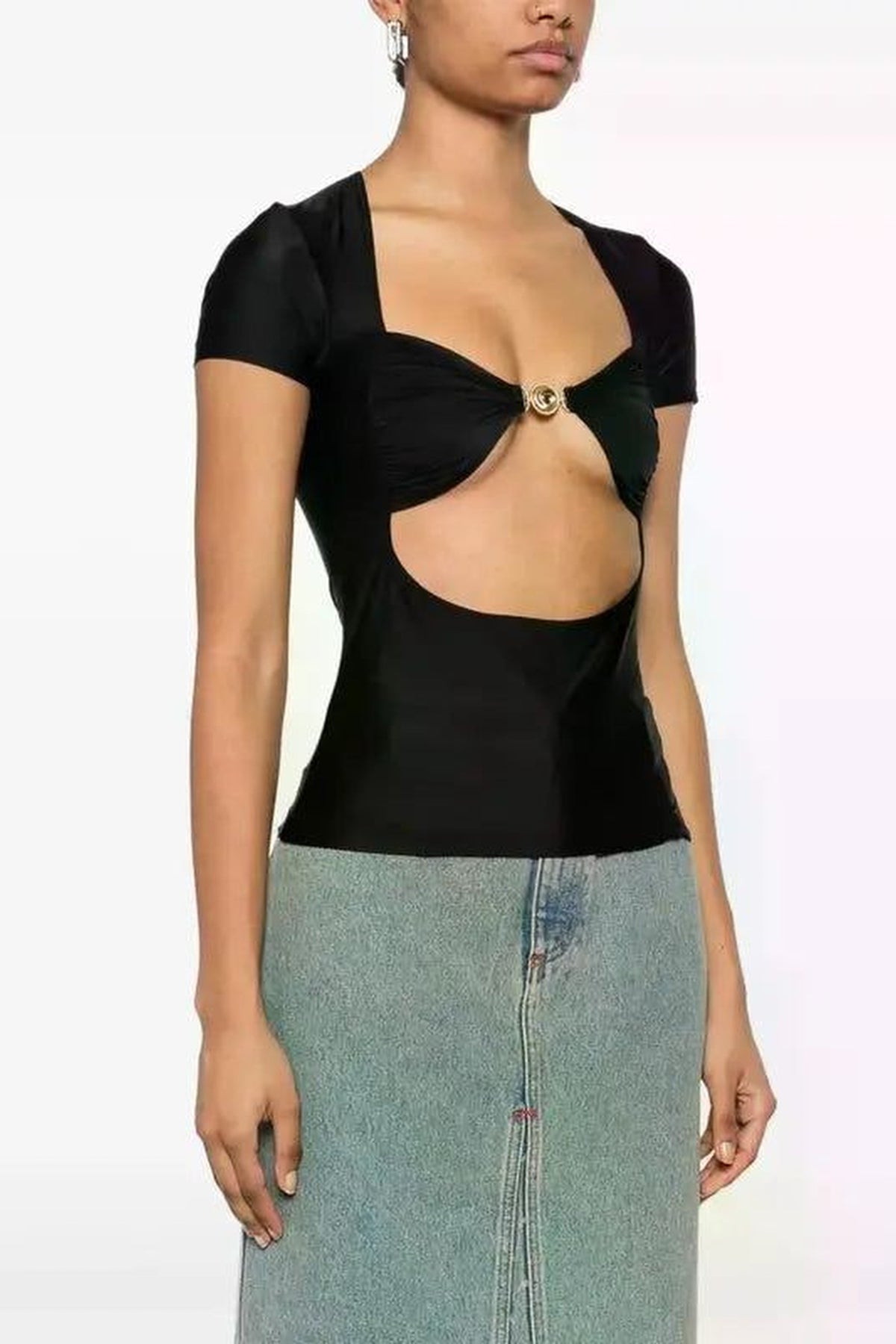 Top à découpe en jersey - Black
