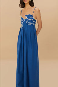 Robe longue Fish en lin - Bleu