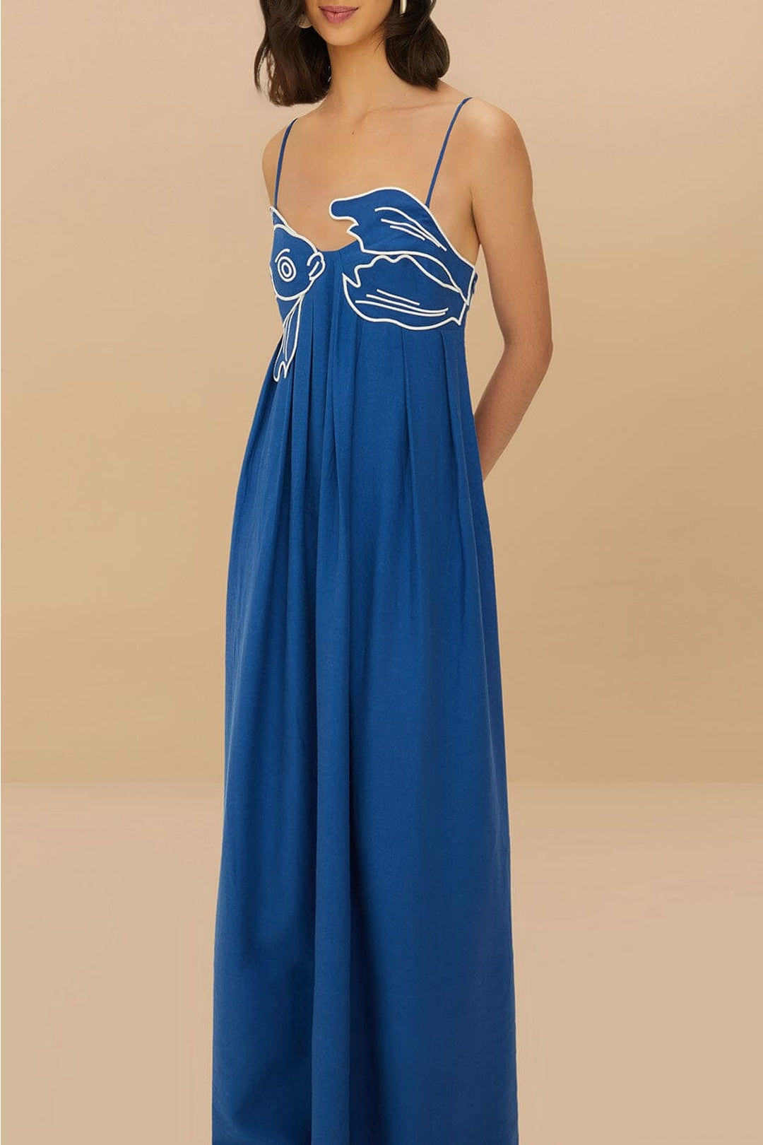 Robe longue Fish en lin - Bleu