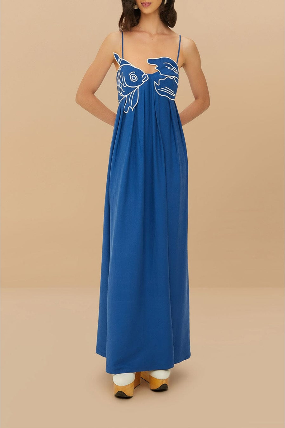 Robe longue Fish en lin - Bleu