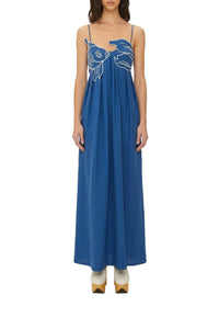Robe longue Fish en lin - Bleu