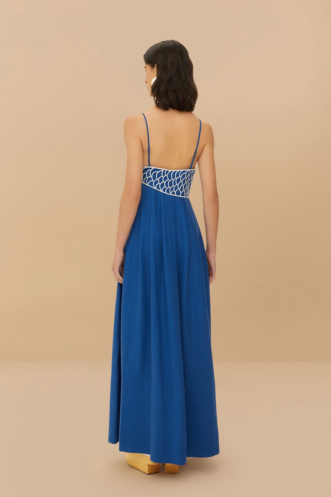 Robe longue Fish en lin - Bleu