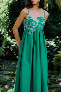 Robe longue Fish en lin - Vert