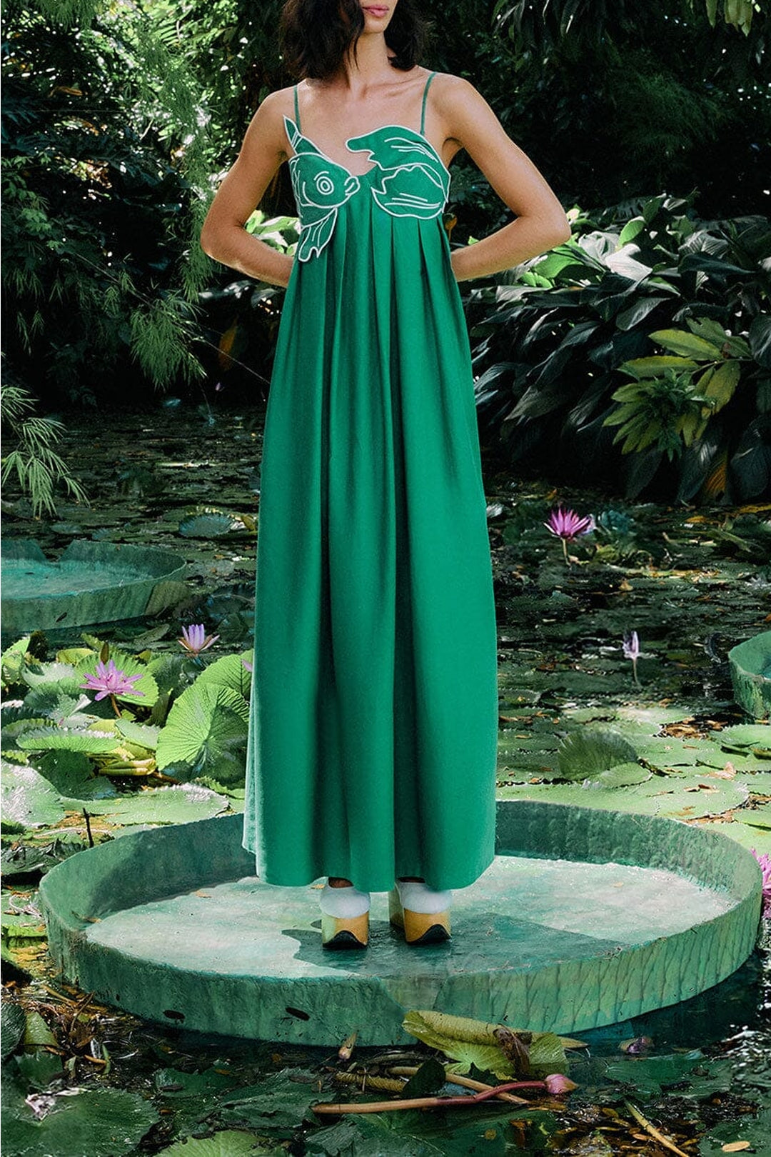 Robe longue Fish en lin - Vert