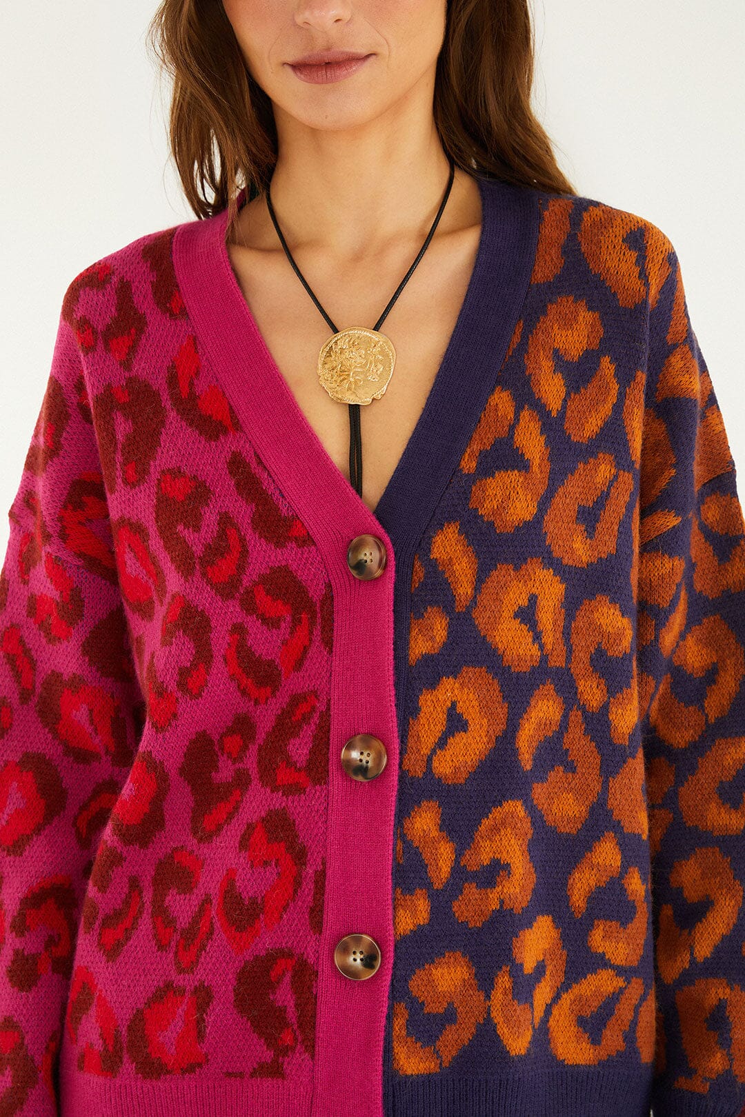Dyed Leopard Mixed Cardigan - Dyed Leopard Mixed