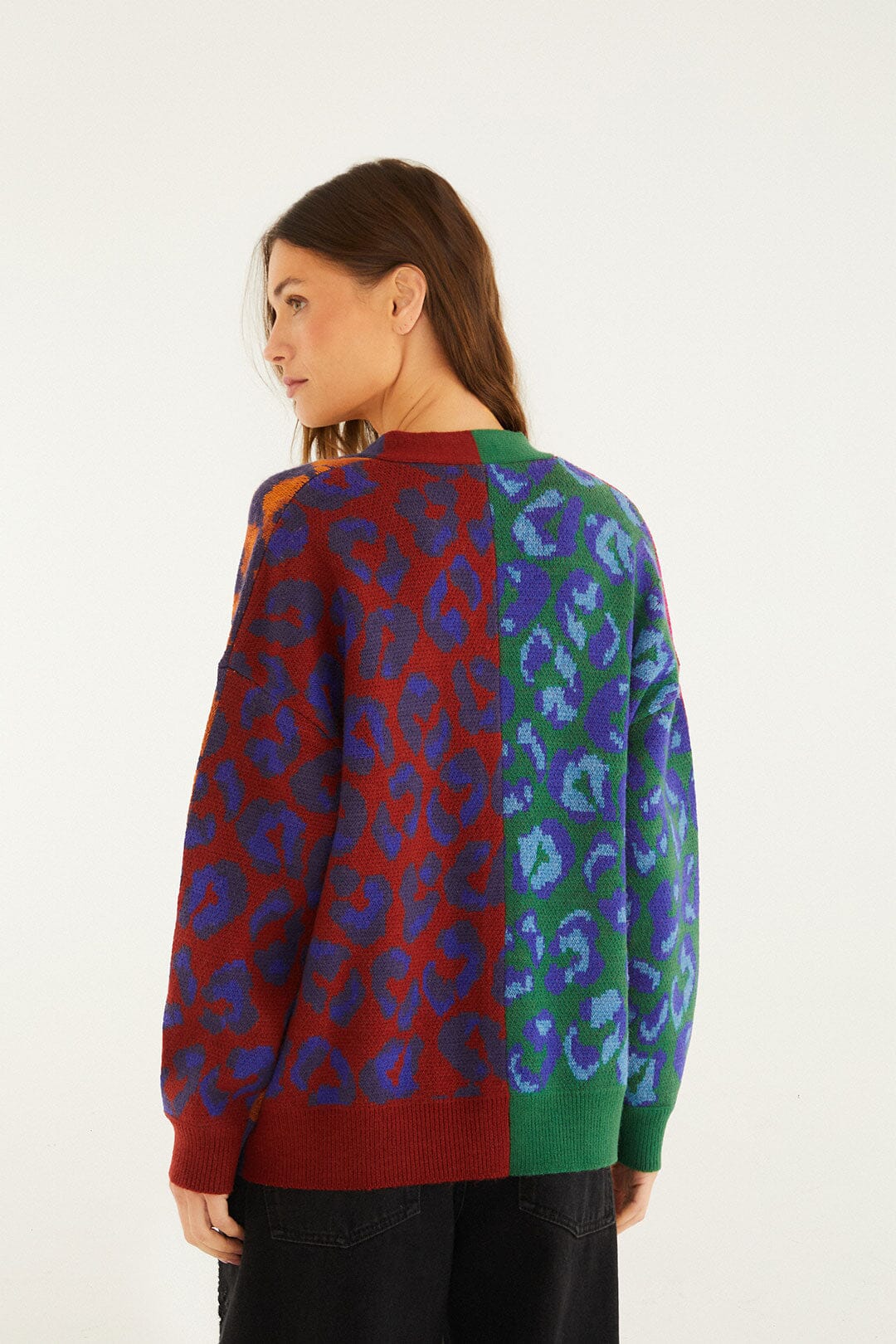 Dyed Leopard Mixed Cardigan - Dyed Leopard Mixed