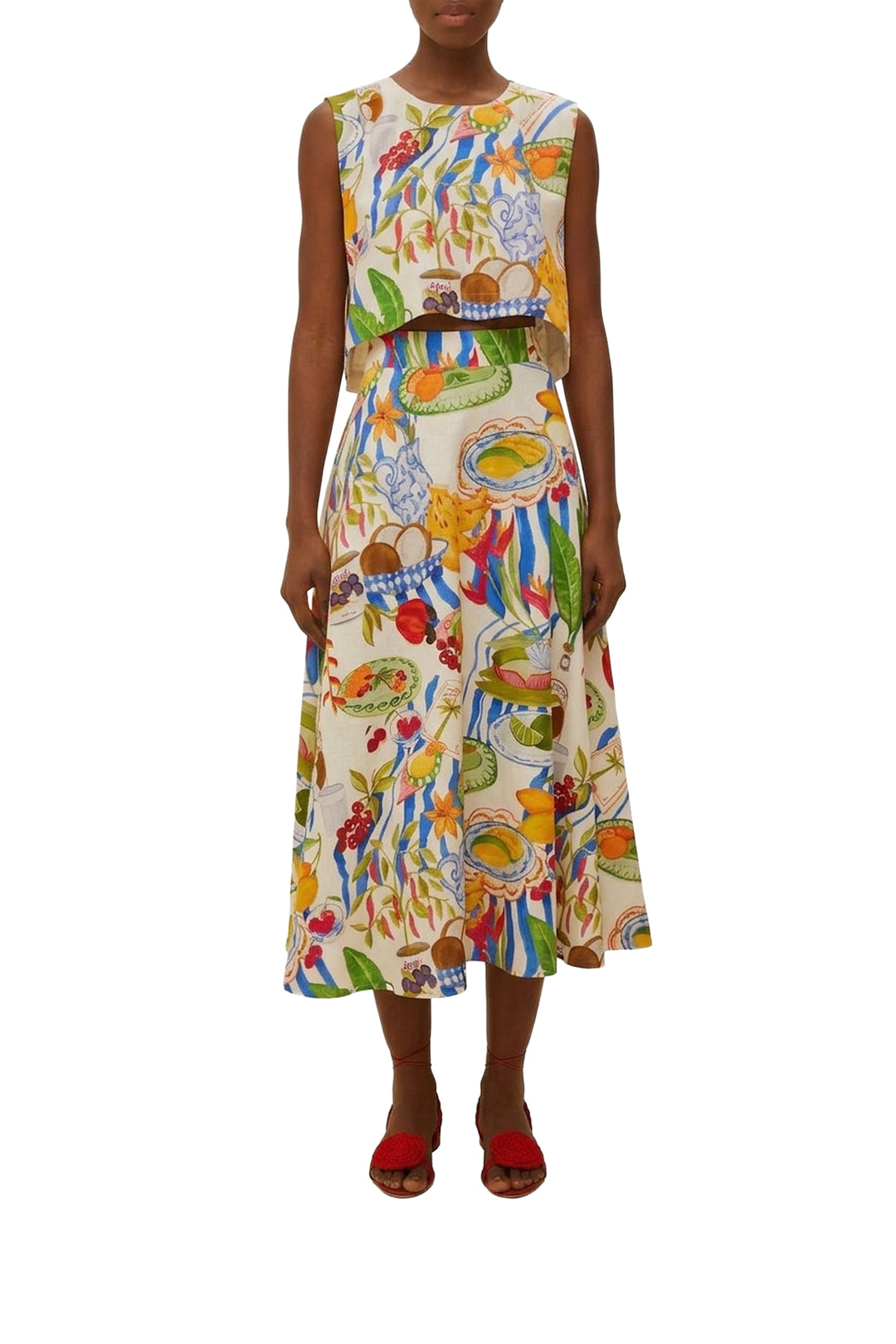 Jupe midi Fresh Table en lin - Jaune